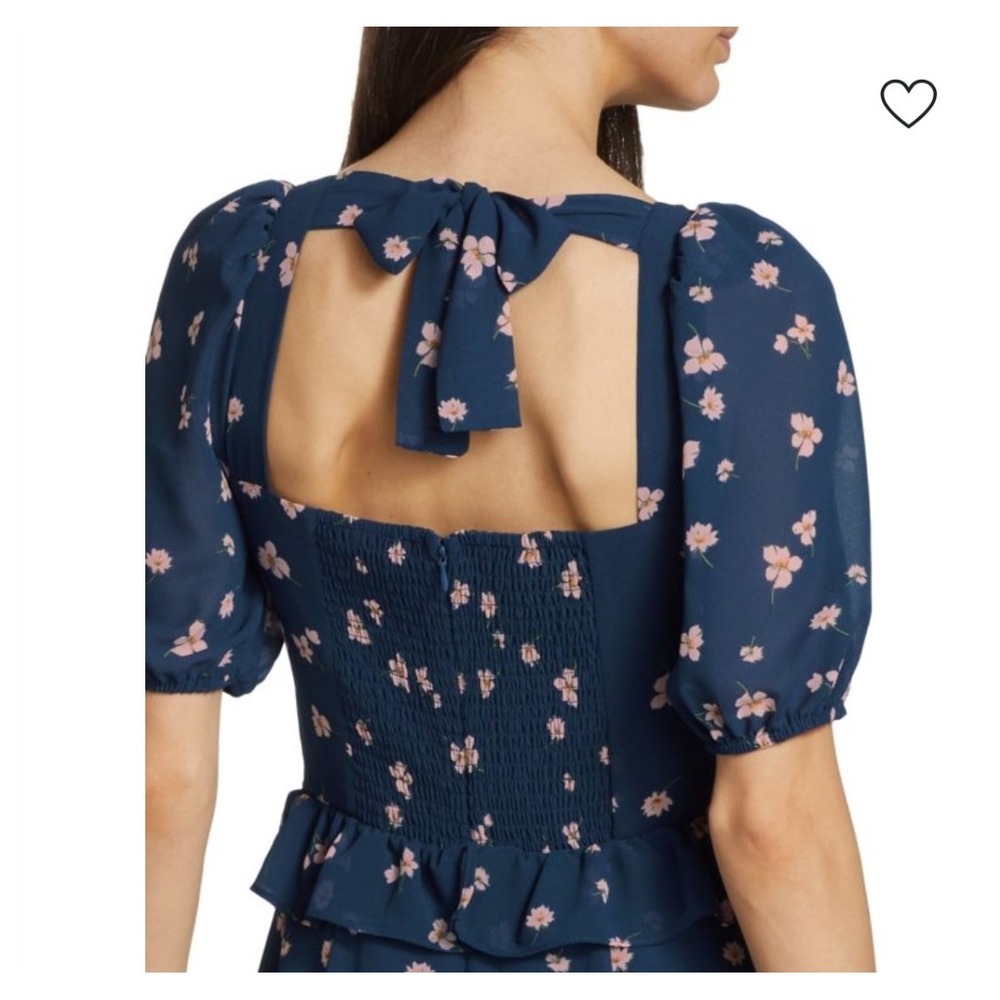WAYF Cici Bustier Tiered Maxi Dress Navy Floral Womens Size Small - Picture 4 of 11